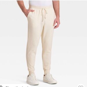 NWT All in Motion Cotton Fleece Jogger Pants in Oatmeal Heather Sz M